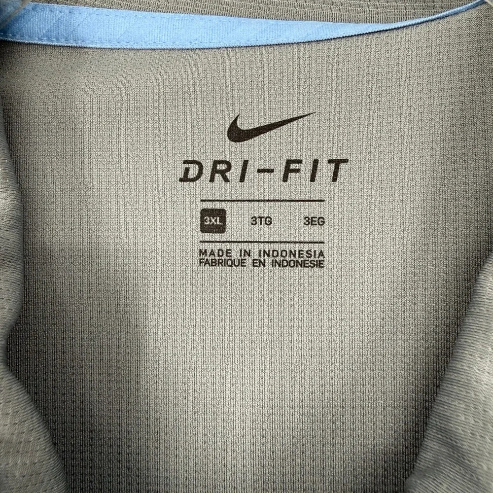 Nike Polo Shirt Mens 3XL‎ Grey Blue UNC Tar Heels Dri-FIT Colorblock Lightweight